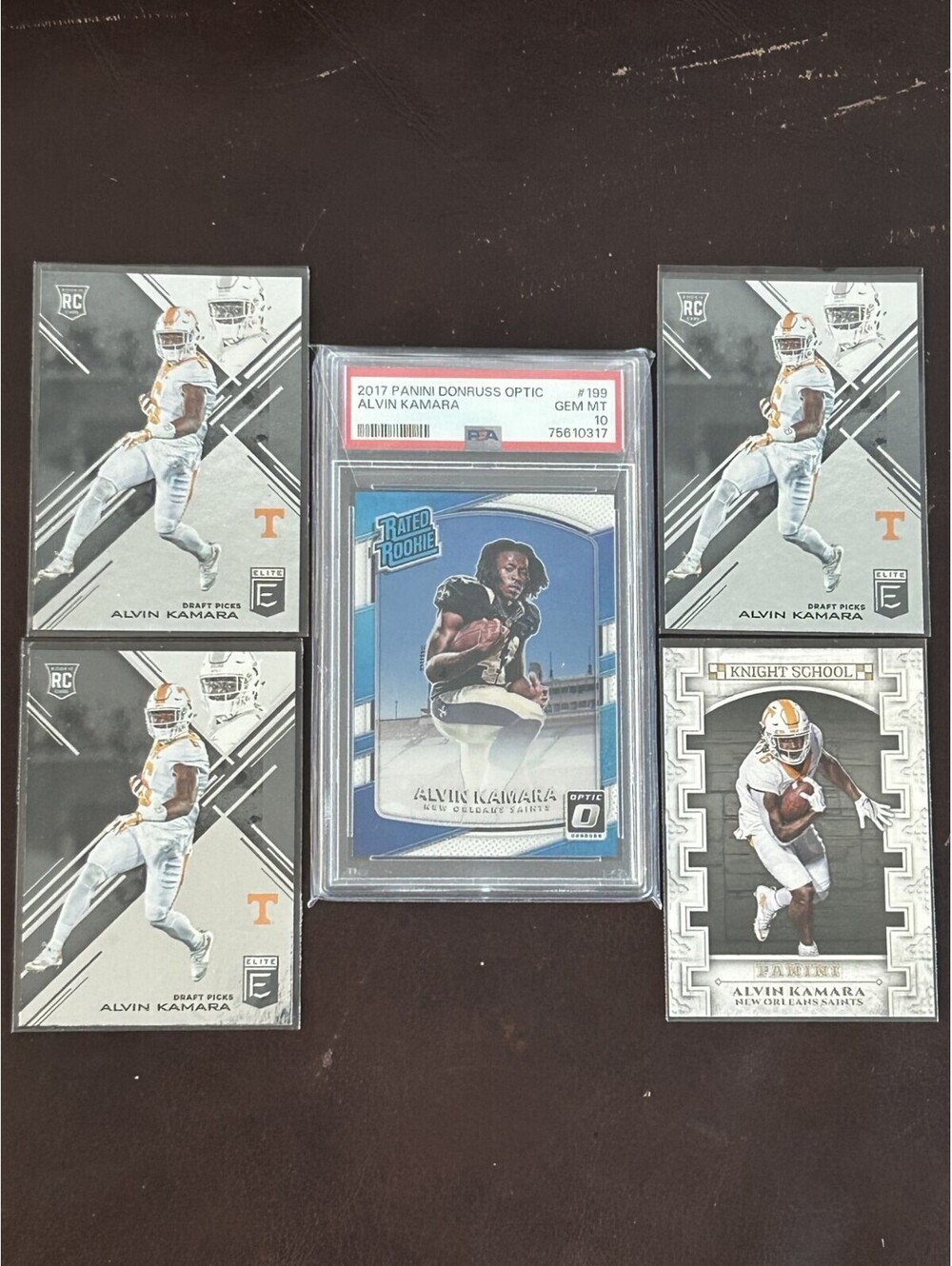 2017 ALVIN KAMARA RC DONRUSS OPTIC PSA 10+ELITE/KNIGHT SCHOOL RC’S+11 CARD LOTNM